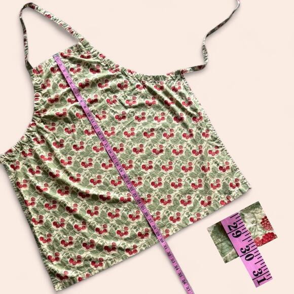 Vintage Fruit Apron Raspberry Kitchen Garden Craft Art Cottagecore Full Leaves - Picture 4 of 7